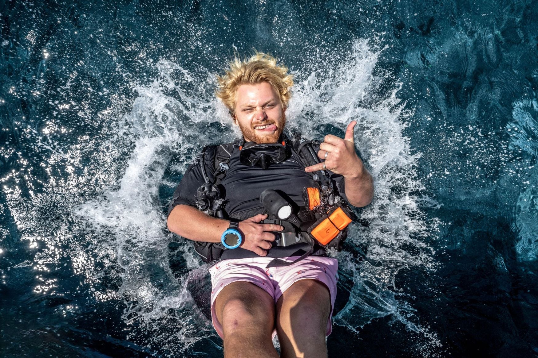 Open Water Course Instructor doing a cool backroll entry