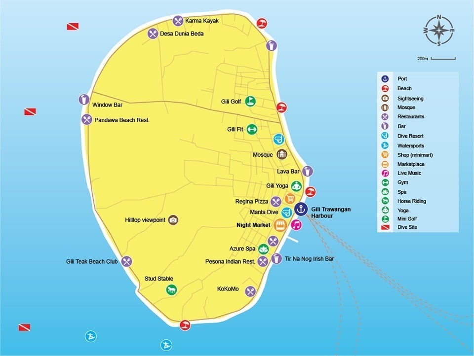 gili trawangan discounts map