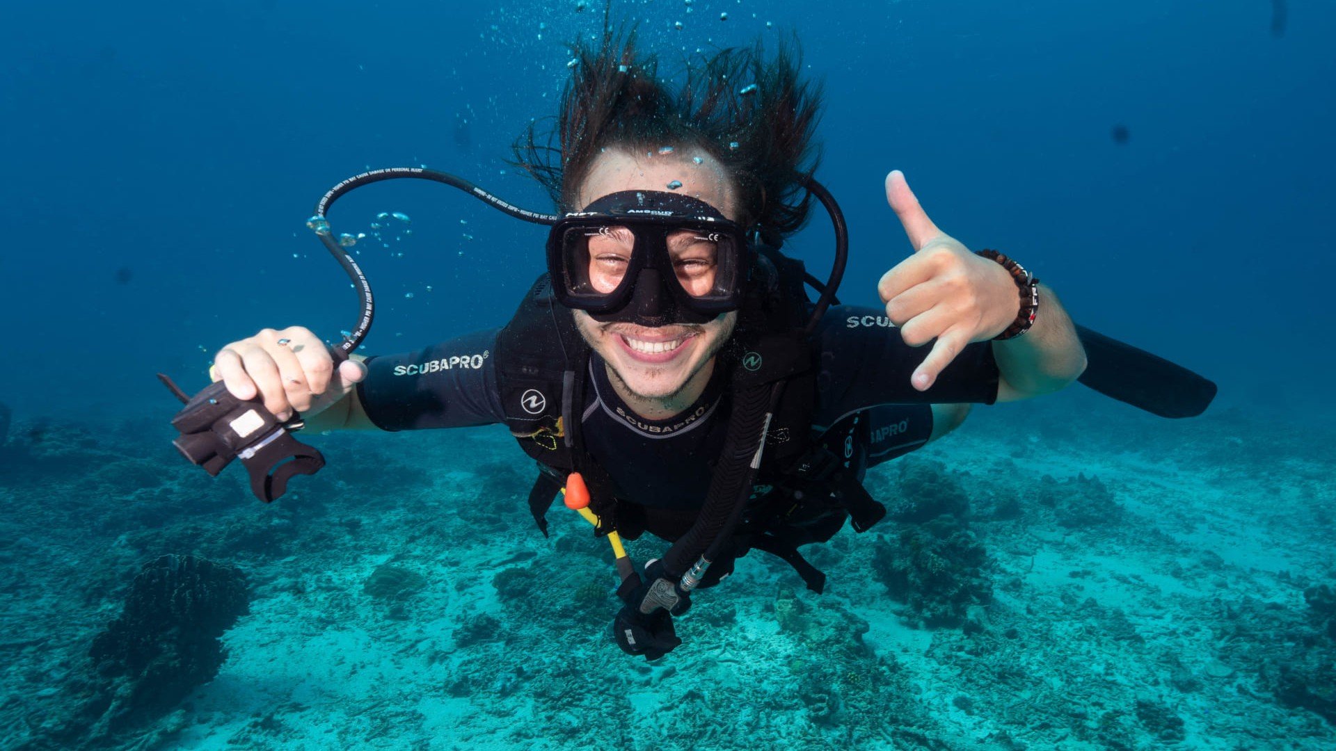 big smile during dive - manta dive gili trawangan